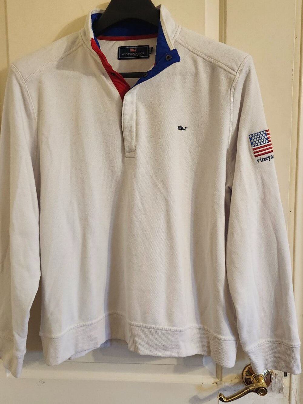 Vineyards Vines Performance American Flag USA Button Up Pullover Men's XL